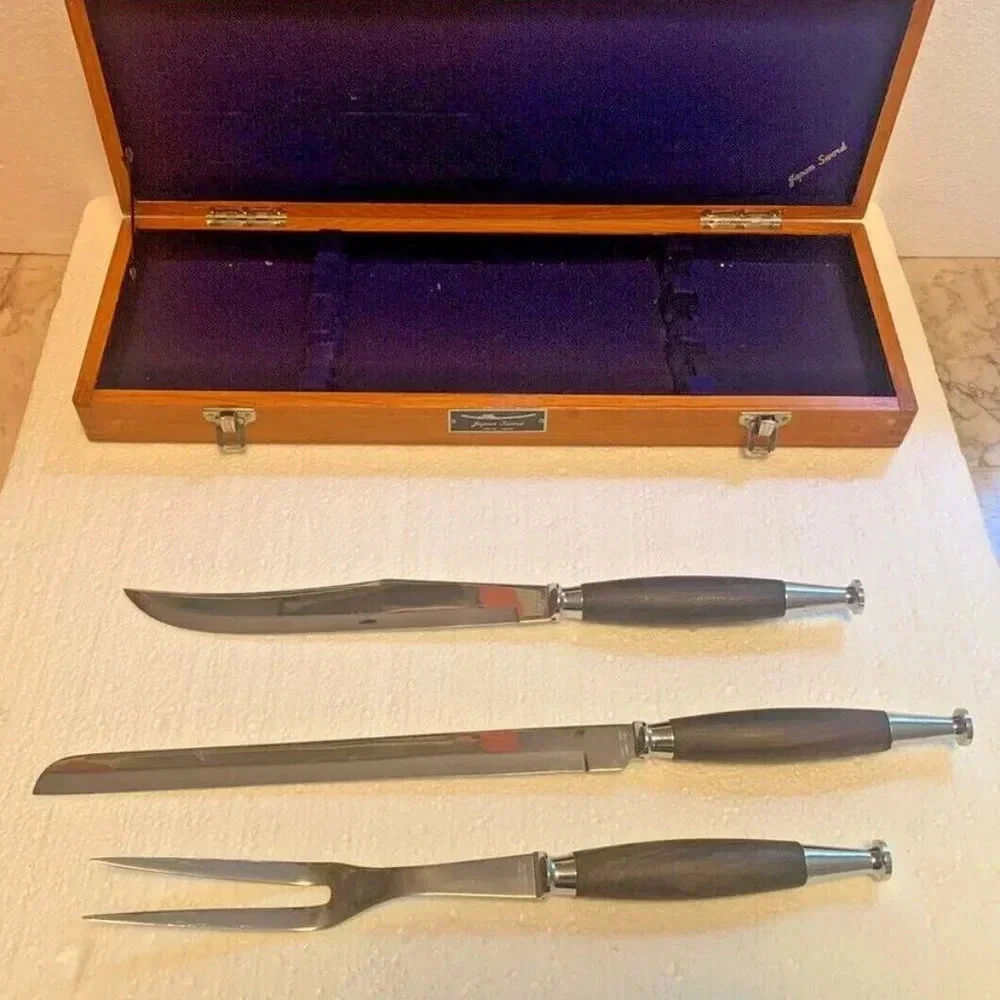 Vintage Japan Sword 4pc Stainless Steel Carving Set